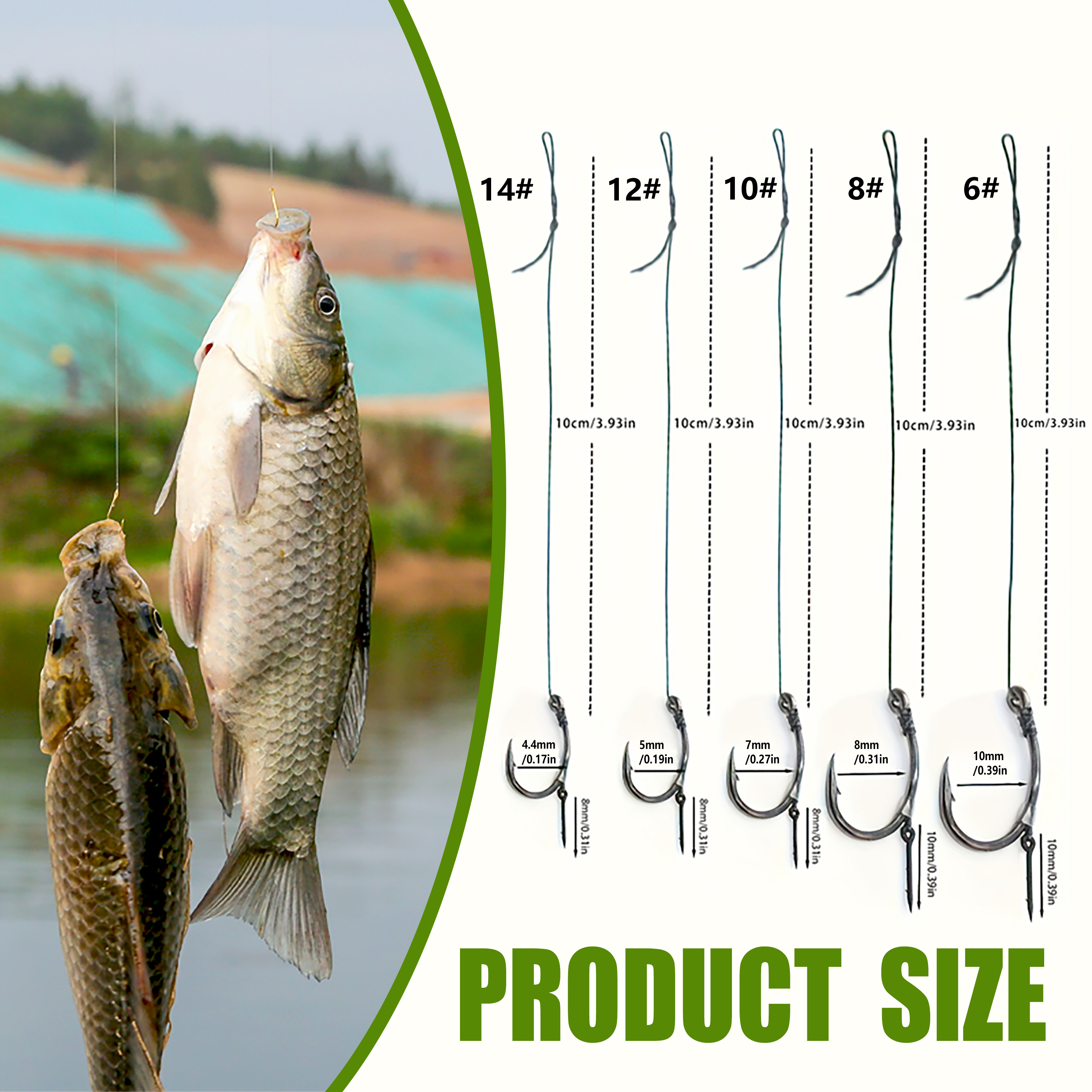 Carp Fishing Rigs Pre Tied, Me - Fishing Hook Barbless のレビューと価格