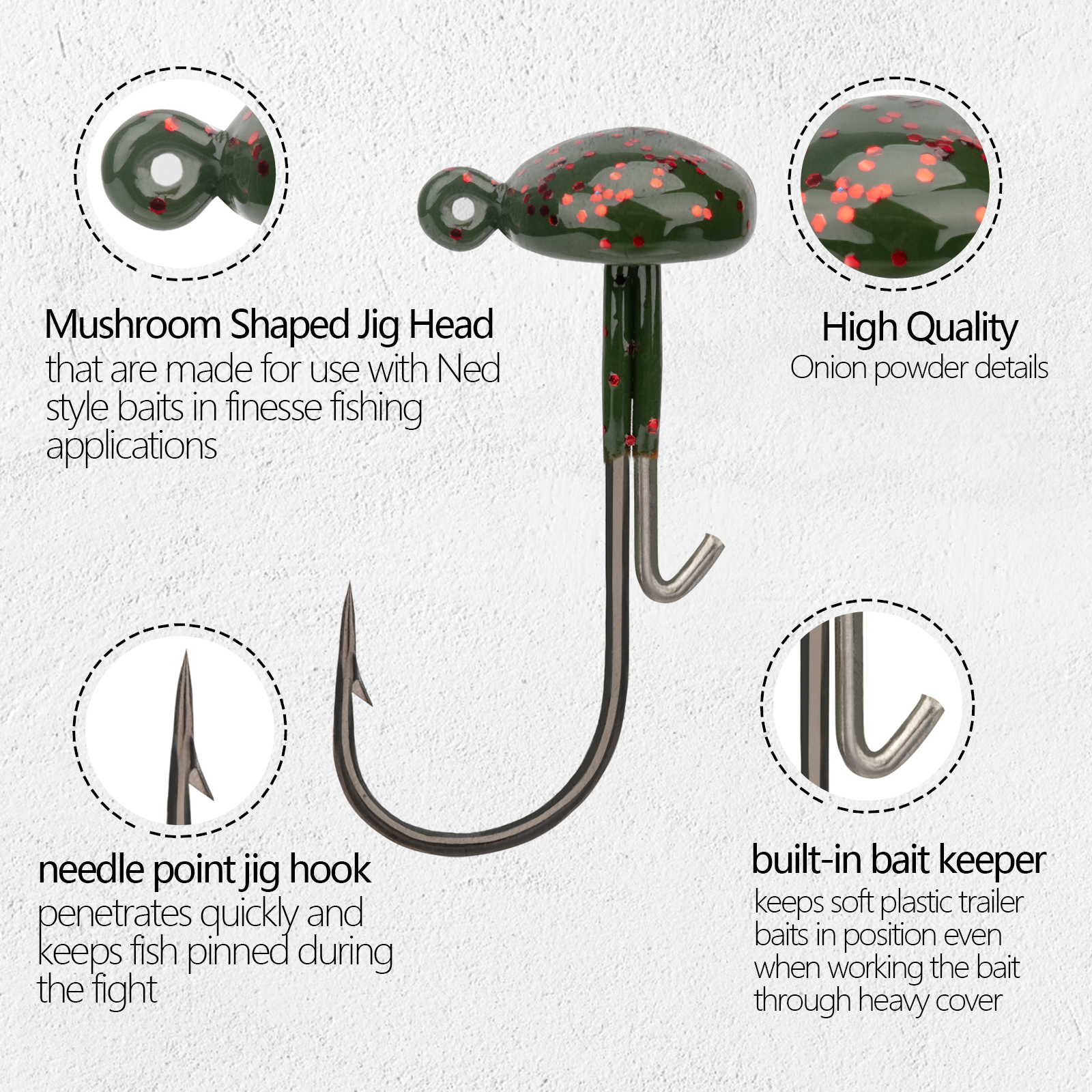 THKFISH 20pcs Ned Rig Jig Head - Fishing Hook Weedless のレビューと価格