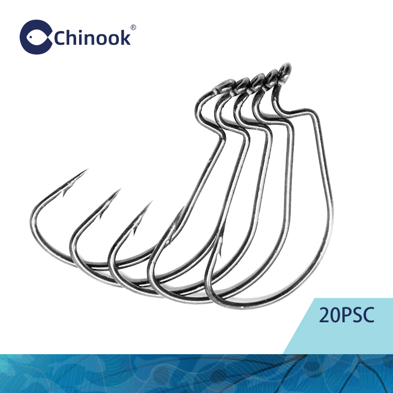 Chinook 20pcs Wide worm Texan  - Fishing Hook Barbless のレビューと価格