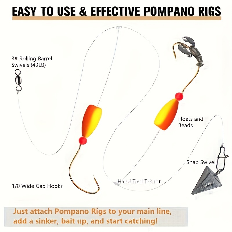 3pcs Pompano Rigs Surf Fishing - Fishing Hook Circle のレビューと価格