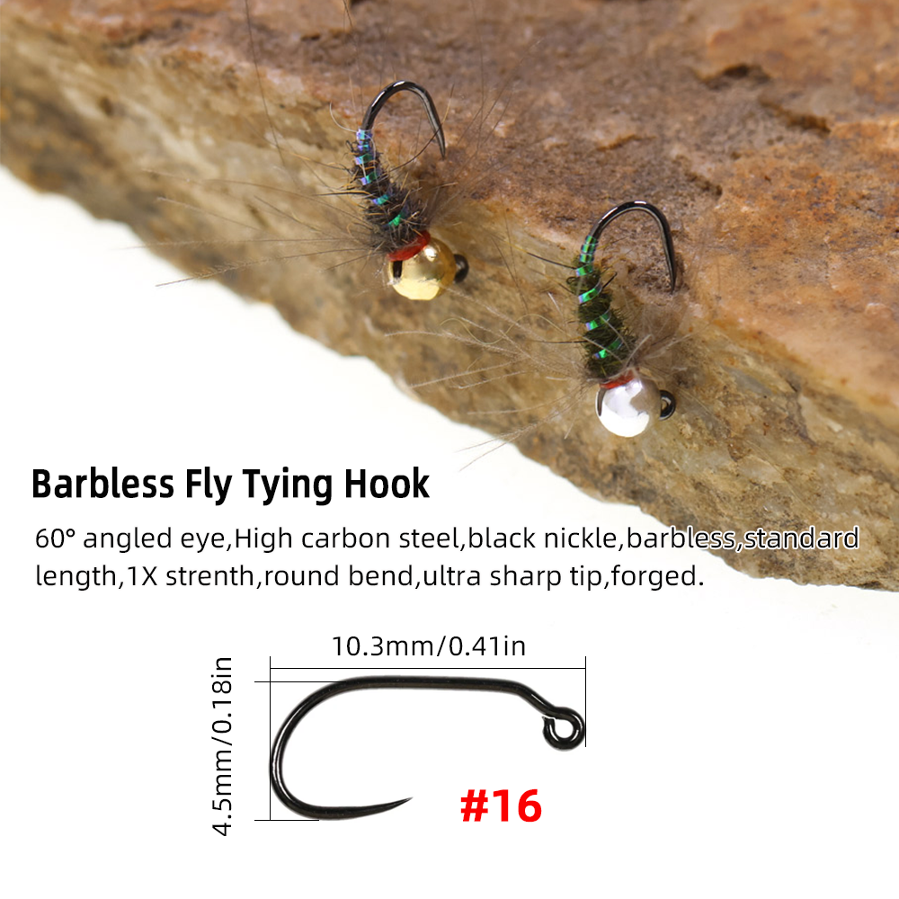 4pcs #16 Tungsten Beadhead CDC - Fishing Hook Barbless のレビューと価格