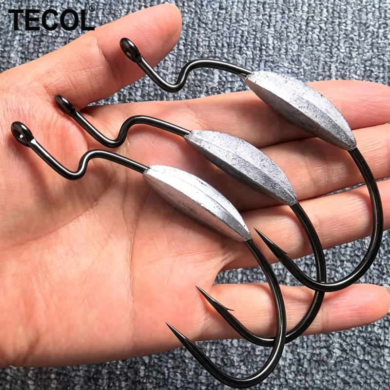 TECOL 3PCS 6/0 8/0 10/0 Weight - Fishing Hook Weedless のレビューと価格