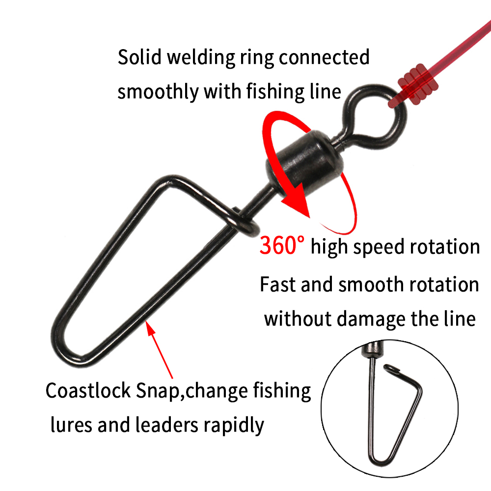 20PCS #12 -1/0 Rolling Swivel  - Fishing Hook Stainless Steel のレビューと価格