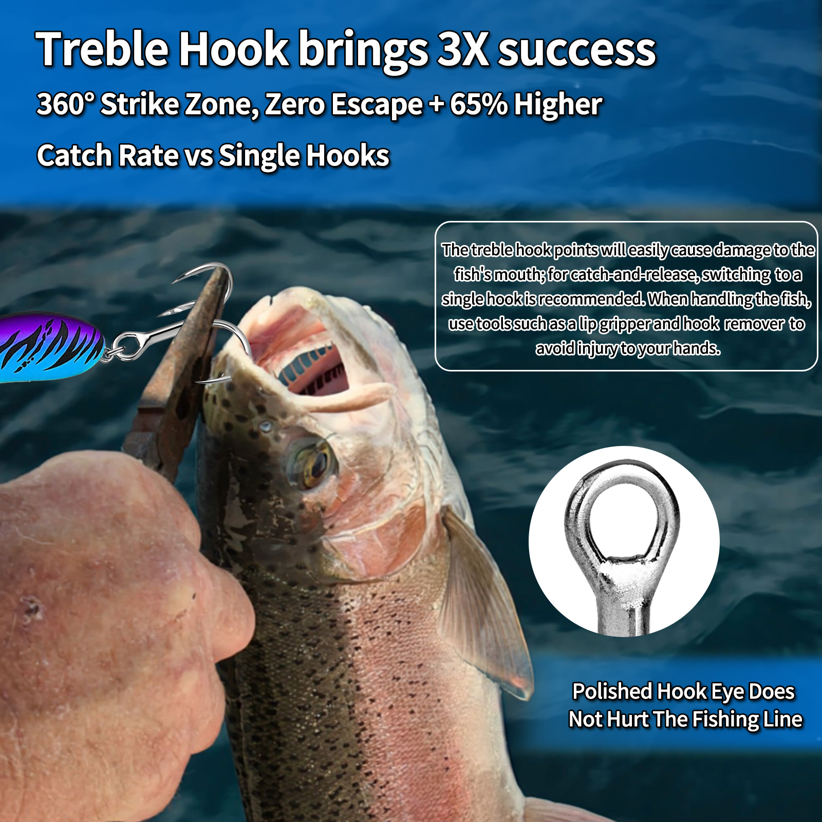 9KM Saltwater Treble Hooks 3X  - Fishing Hook Offset のレビューと価格