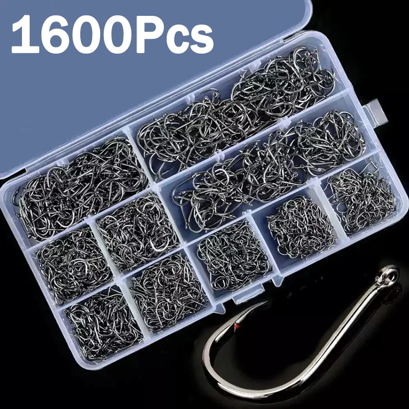 50-1600Pcs/BoxFishing Hooks Ca - Fishing Hook Barbless のレビューと価格