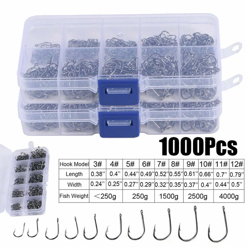 50-1600Pcs/BoxFishing Hooks Ca - Fishing Hook Barbless のレビューと価格
