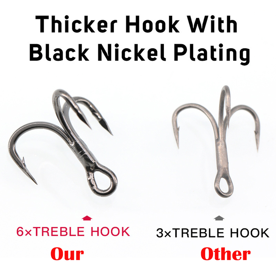 6X Fishing Treble Hook 10Pcs T - Fishing Hook Barbless のレビューと価格