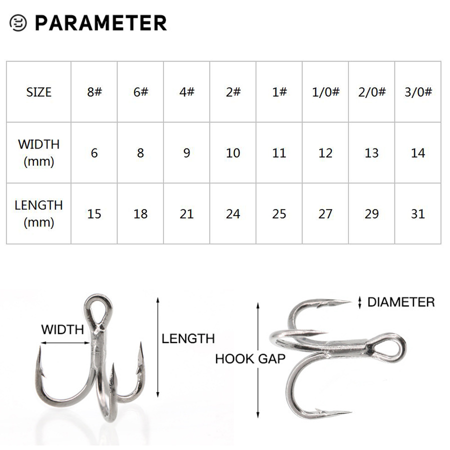 6X Fishing Treble Hook 10Pcs T - Fishing Hook Barbless のレビューと価格