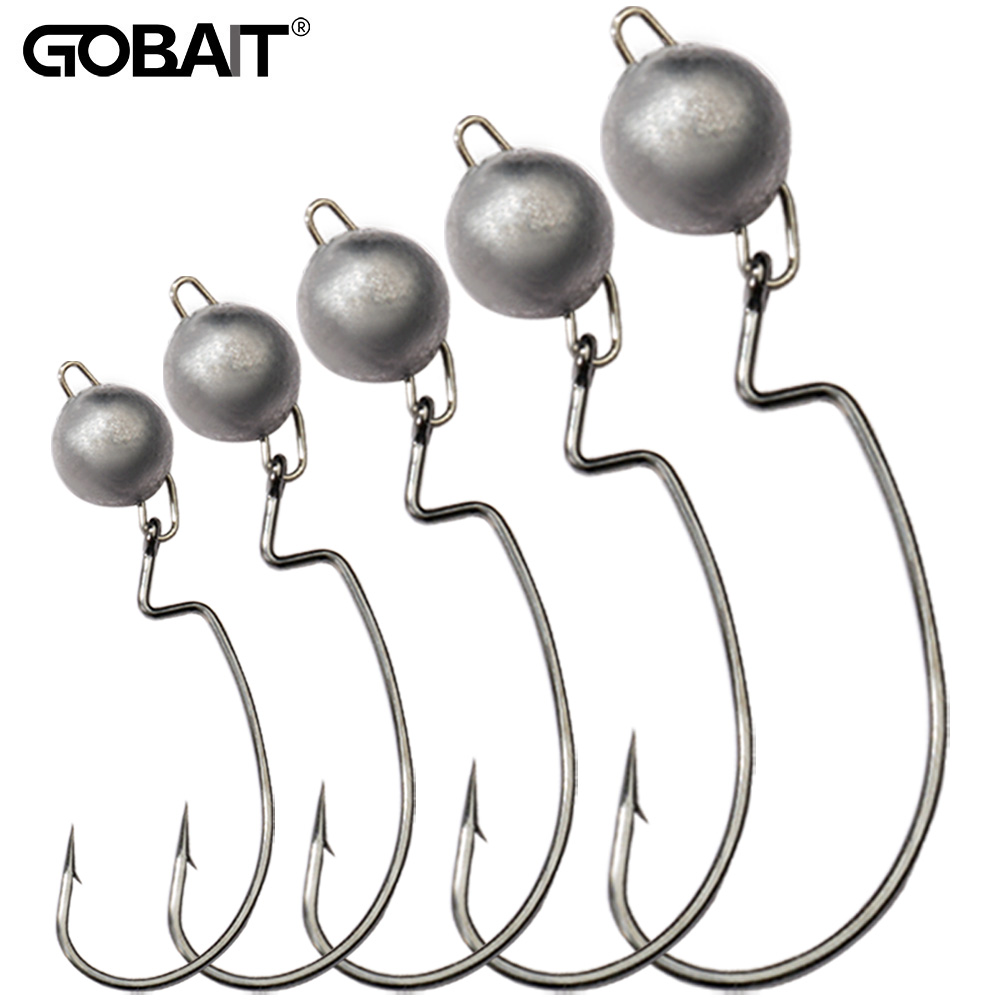 5Pcs Metal Jig Head Worm Hooks - Fishing Hook Weedless のレビューと価格