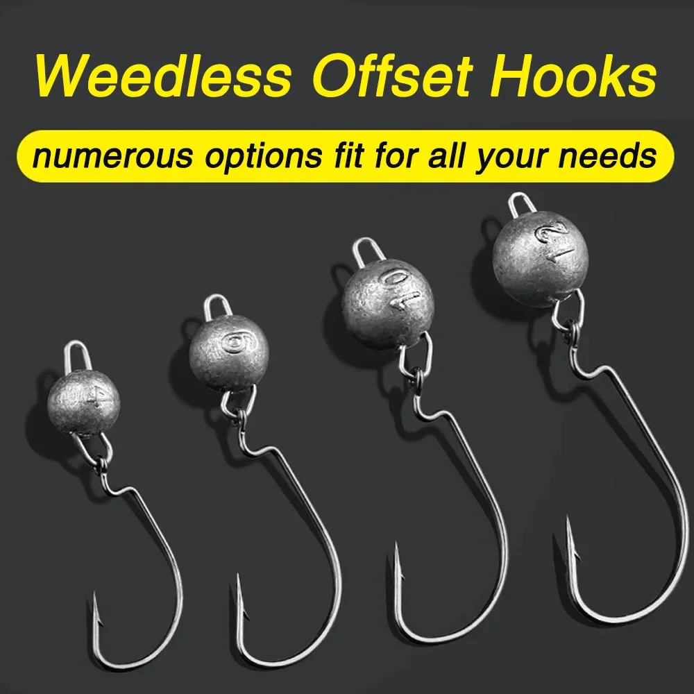 5Pcs Metal Jig Head Worm Hooks - Fishing Hook Weedless のレビューと価格