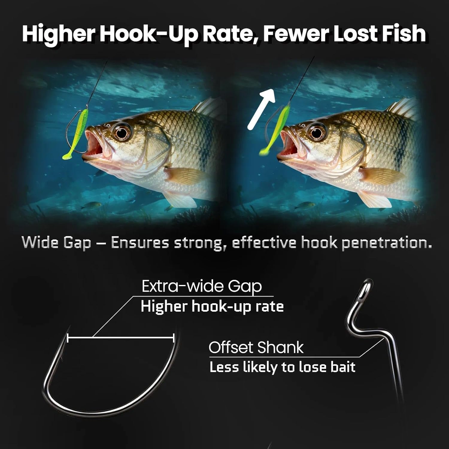 Extra Wide Gap Offset Worm Hoo - Fishing Hook Offset のレビューと価格